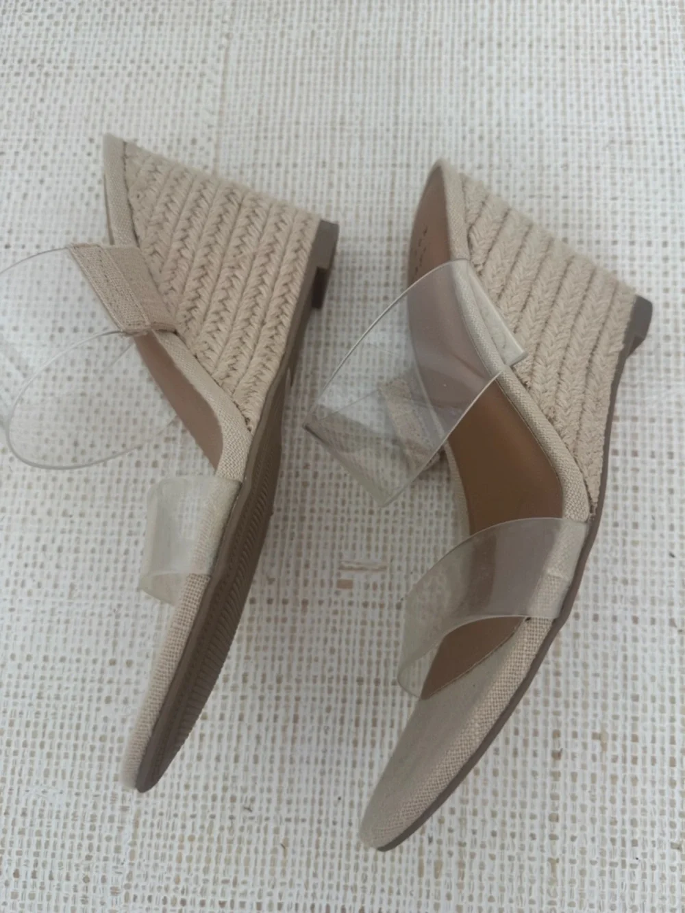 A New Day “Tami” Clear Espadrille Wedge Sandals